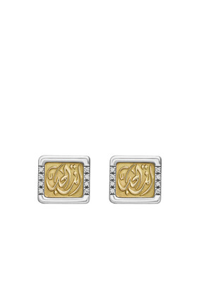 You Are The One Stud Earrings, 18k Yellow Gold with Sterling Silver & Diamonds